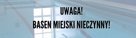 w tle grafiki niecka basenowa na niej napis uwaga basen miejski nieczynny