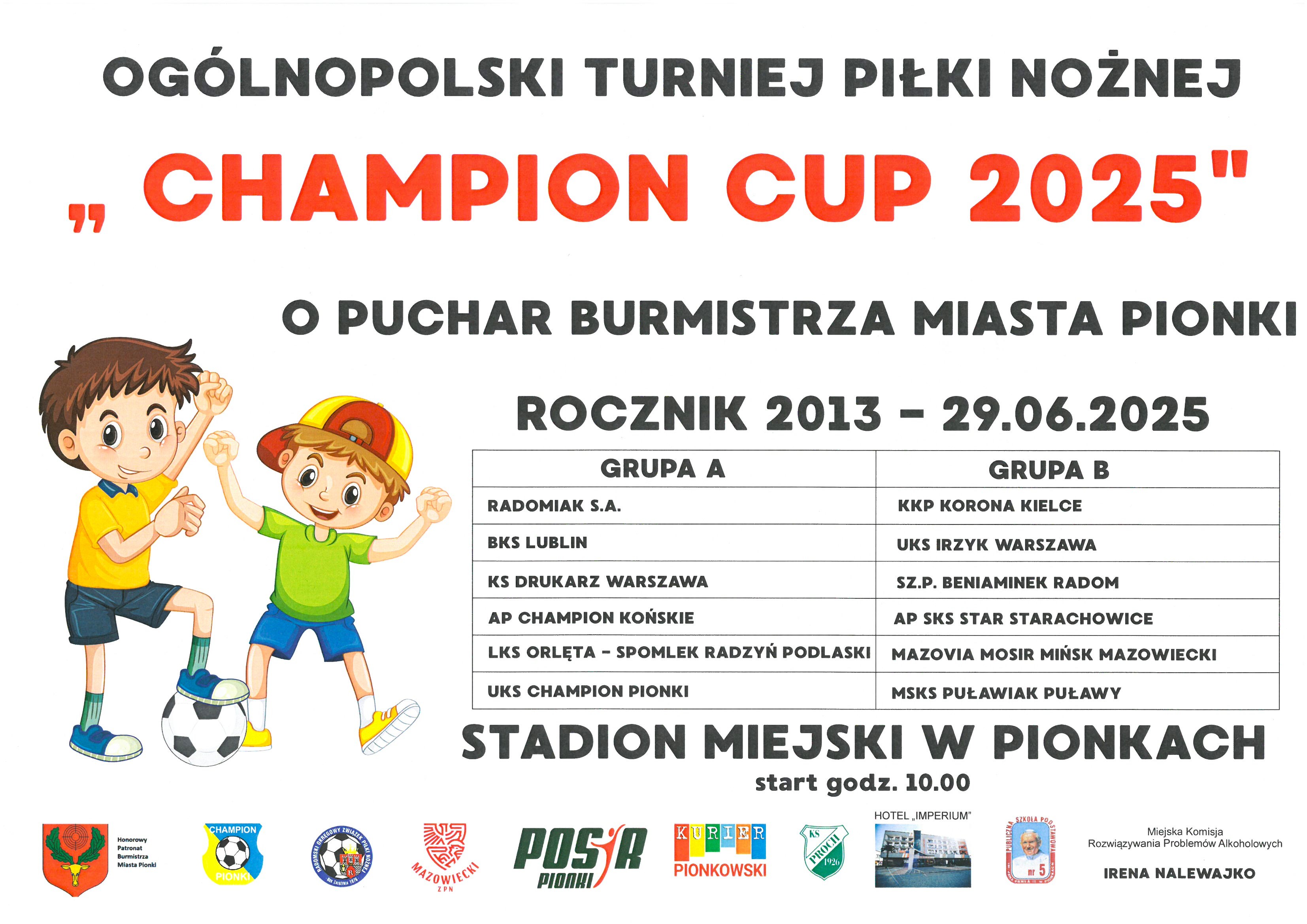 plakat informujący o ogólnopolskim turnieju Champion Cup
